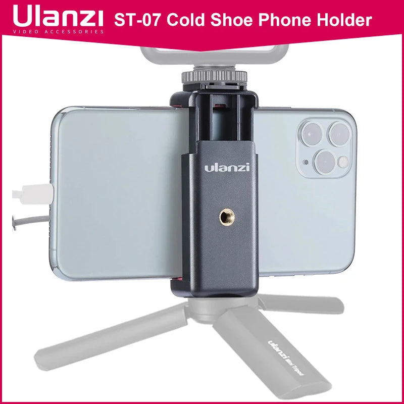 Ulanzi ST-07 Cold Shoe Phone Mount Holder Extend Cold Shoe for Vlog Microphone LED Light Vlog Tripod Phone Mount