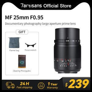 7artisans 25mm F0.95 APS-C Large Aperture Prime Lens For Sony E ZVE10 Nikon Z Z fc Fuji XF Canon EF-M Canon RF Micro 4/3 Leica L