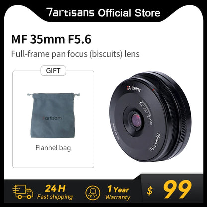 7artisans 35mm F5.6 Full Frame Manual Ultra-Thin Pancake Lens for Leica L Leica M M10 Sony E A7S A6000 Nikon Z Z50