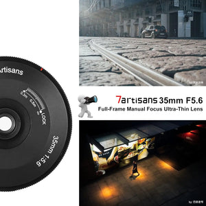 7artisans 35mm F5.6 Full Frame Manual Ultra-Thin Pancake Lens for Leica L Leica M M10 Sony E A7S A6000 Nikon Z Z50