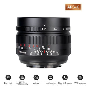 7artisans 50mm F0.95 APS-C Manual Focus Large Aperture Prime Lens for Sony E Canon EOS-M Canon RF Fuji FX Nikon Z Z50 Micro 4/3