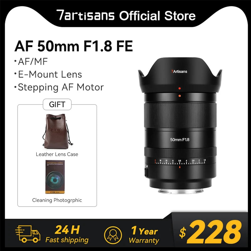 7artisans 50mm F1.8 STM Auto Focus Full-Frame Large Aperture Standard Prime Lens For Sony FE ZVE10 6400 A7C II A7R II A7SII A7R