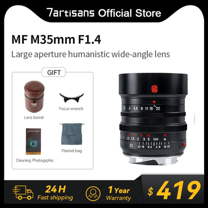 7artisans 7 artisans M35mm F1.4 Full Frame Prime Lens for Leica M-Mount Leica M2 M3 M5 M6 Leica SL TL TL2 Leica CL Fujifilm GFX