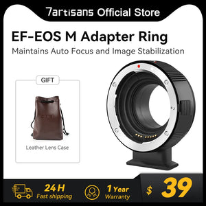 7artisans EF-EOS M Lens Adapter Electronic Auto-Focus EF to M Mount Adapter for Canon EF/EF-S Lens to Canon EOS-M M2 M3 M5 M6