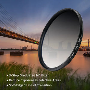 7artisans HD Soft GND Lens Filter 3 Stop(0.9) Graduated Neutral Density Filter 46mm 49mm 52mm 55mm 58mm 62mm 67mm 72mm 77mm 82mm