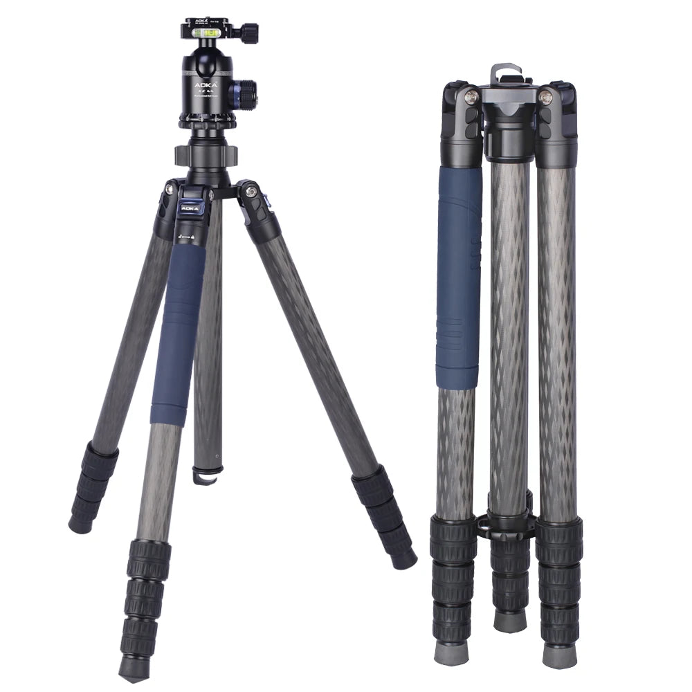 AOKA  AK324C Loading 22kg Height 1680mm Professional Travel Video Digital Carbon Fiber Tripod Camera tTipod with KK44 Ball Head