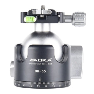 AOKA BH55 Travel Tripod Heavy Load Low Gravity Double Knob Ball Head for Digital SLR Cameras