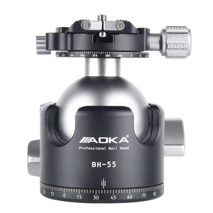 AOKA BH55R Professional Travel Tripod Heavy Load Low Gravity Panoramic Double Knob Ball Head for Digital SLR Cameras