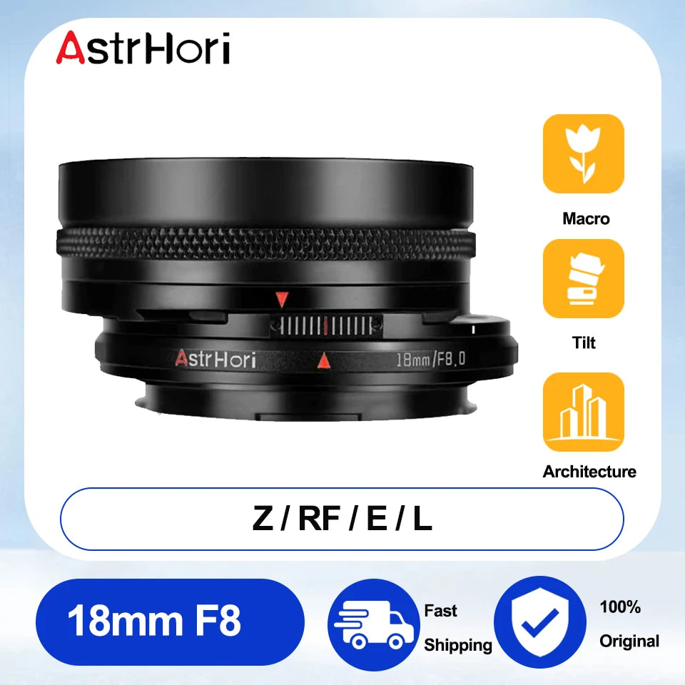 AstrHori 18mm F8 Full Frame Manual Prime Wide-Angle Shift Lens for Sony E Nikon Z Canon RF L Mount Cameras