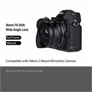 AstrHori 18mm F8 Full Frame Manual Prime Wide-Angle Shift Lens for Sony E Nikon Z Canon RF L Mount Cameras