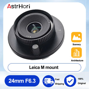 AstrHori 24mm F6.3 Full Frame Manual Prime Lens Wide Angle Hyperfocal Ultra Low Distortion Pancake Lens for Leica M