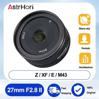 AstrHori 27mm F2.8 II Large Aperture APS-C Manual Prime Focus Lens for Nikon Z Fuji X Eos M M43 Mount Camera