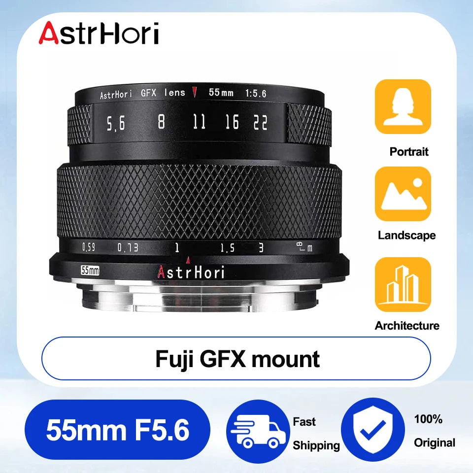 AstrHori 55mm F5.6 Medium Format Manual Prime Lens GFX Mount Camera Lens for Fujifilm GFX Mount