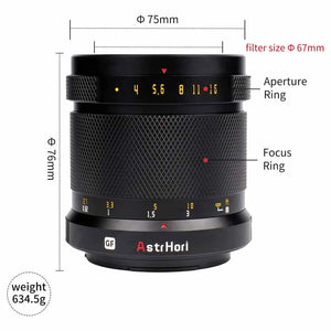 AstrHori 75mm F4 Manual Portrait Medium Format Lens for Fuji Fujifilm GFX100 GFX100S GFX50S GFX50R Cameras