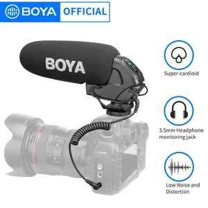 BOYA BY-BM3030 On-Camera Super-Cardioid Shotgun Microphone with 3.5mm Input for Universal DSLR Cameras Video Audio Recorders