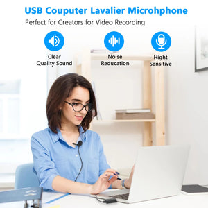 BOYA BY-LM40 USB Lavalier Microphone 4m Cable Plug-and-Play Microphone for Vlogging Live Designed for  PC Windows Mac Computers