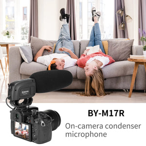 BOYA BY-M17R On-camera Condenser Cardioid Shotgun Microphone for DSLR Camcorder Audio Recorders Video Shooting Vlogging Podcast