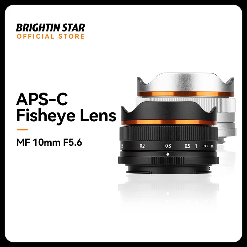 Brightin Star 10mm F5.6 Fisheye Wide Angle APS-C Mirrorless Lens for Sony ZV-E10 A6400 Canon EF-M Nikon Z Fujifilm X