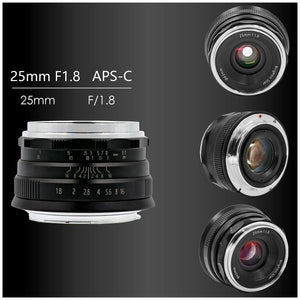 Brightin Star 25mm F1.8 Wide Angle APS-C Manual Focus Prime Mirrorl For Sony E Canon RF Canon EF-M Fuji X Nikon Z M4/3 Mount