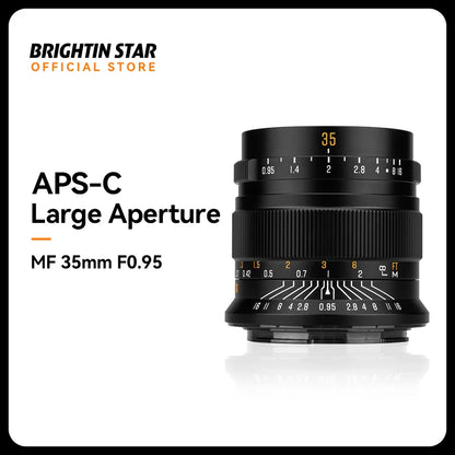 Brightin Star 35mm F0.95 APS-C Night God Portrait Star Lens For Sony E Canon RF Nikon Z M4/3 Mount