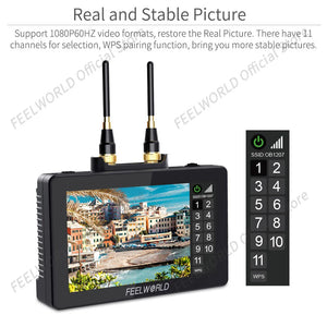 FEELWORLD 5.5 Inch Wireless Video Transmission System with Transmitter Receiver DSLR Camera Field Direct AC DP Monitor  FT6 FR6