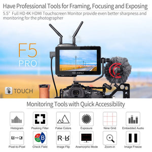 FEELWORLD F5 Pro V4, DSLR Camera Field Monitor Touch Screen, IPS, FHD1920x1080, 4K, HDMI, Video Focus Assist for Gimbal