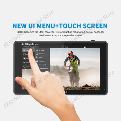 FEELWORLD-Touch Screen DSLR Camera Field Monitor, 6 ", 1600nits, 3D LUT, Full HD1920x1080IPS, Gimbal Rig, YouTube, LUT6E