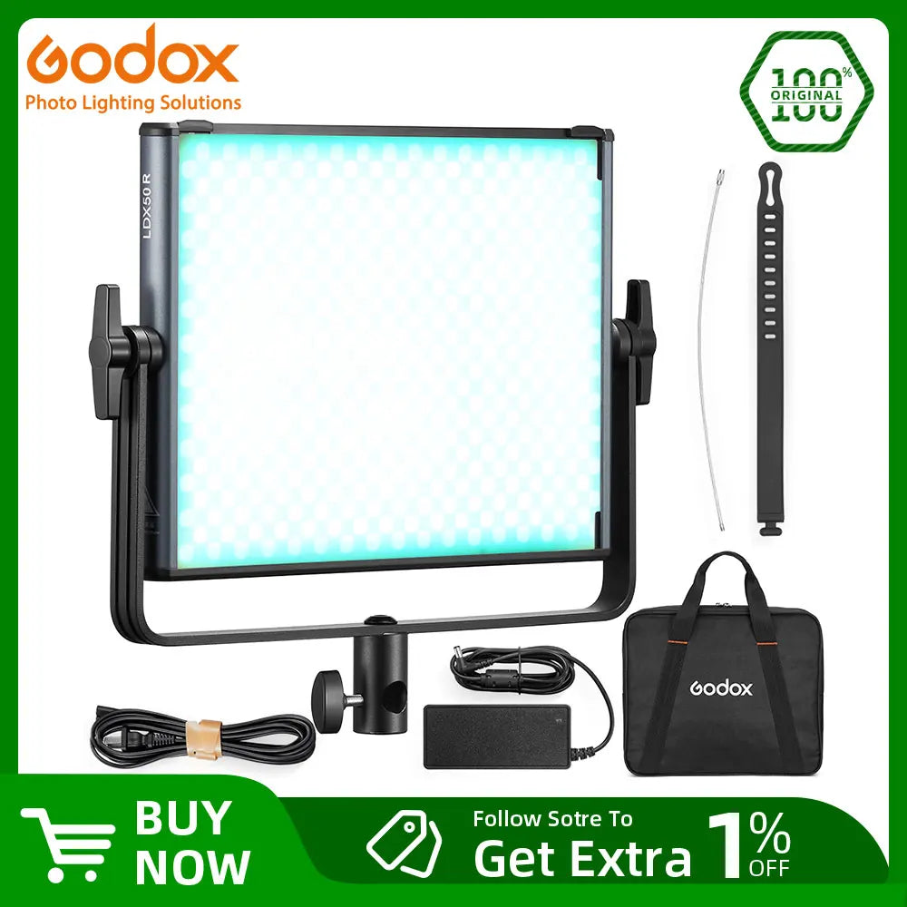 GODOX LDX50R /50BI LDX100R/100BI RGB Full Color Fill Light LED Video Light Panel Support App Control for Live Video Photography