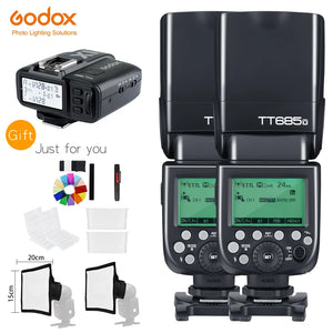 Godox 2x TT685O+X1T-O 2.4G HSS 1/8000s TTL II GN60 Camera Flash Speedlite for Lumix/Olympus + Gift Kit