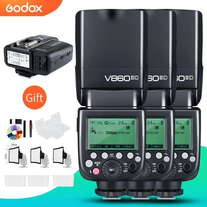 Godox 3x V860II-C V860II-N V860II-S V860II-F V860II-O 1/8000s TTL Flash Speedlite X1T Trigger for Canon Nikon Sony Fuji Olympus