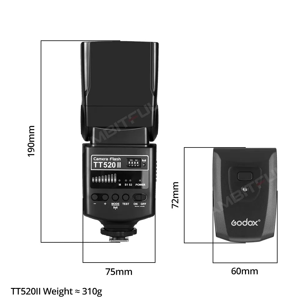 Godox  Camera Flash TT520II with Build-in 433MHz Wireless Signal for Canon Nikon Pentax Olympus DSLR Cameras