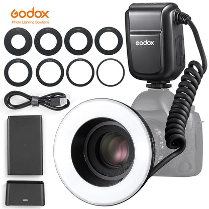 Godox MF-R76 RING76 5000K Macro LED Ring Light Speedlite Flash Light for Sony Canon Nikon Camera 5D 6D 7D 60D 70D 80D D850 A7MIV