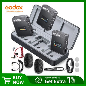 Godox MoveLink II M3 2.4GHz Wireless Lavalier Omnidirectional Microphone Transmitter Receiver for Phone DSLR Camera Smartphon