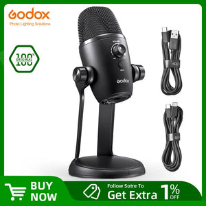 Godox UMic82 Multi-Pattern USB Condenser Micophone Bi-directional Omni-directional Cardioid Micophone