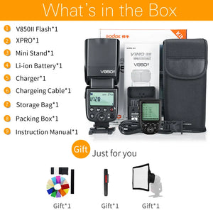 Godox V850II GN60 Li-ion Battery 2.4G Wirless X System Speedlite Flash +Xpro-C/N/S/F/O Trigger for Canon Nikon Sony Fuji Olympus