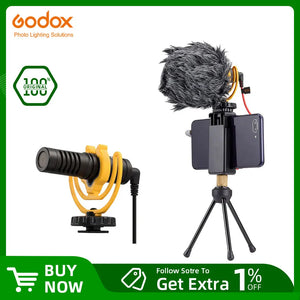 Godox VD-Mic Shotgun Video Microphone Universal Recording Microphone Mic for DSLR Camera iPhone Android Smartphones Mac Tablet