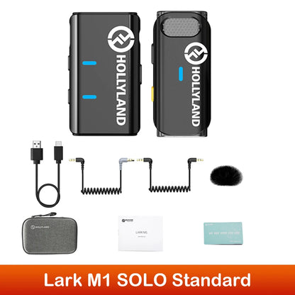 Hollyland Lark M1 SOLO Wireless Lavalier Microphone 8H Worktime 200m Range for Interview Vlog Live Streaming