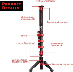 IFOOTAGE 71"  Camera Monopod Telescopic Video Base Tripod Compatibility DSLR Cameras Camcorder