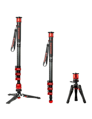 IFOOTAGE Cobra 3 Monopod for Camera with Pedal Locking C180F-P, 71" Carbon Fiber Travel Monopod, Quick Release