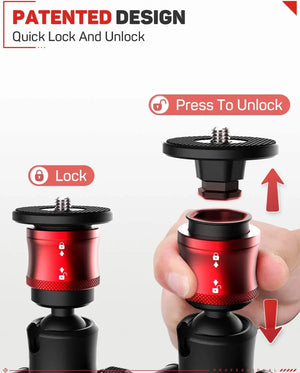 IFOOTAGE Portable Tabletop Mini Tripod Mount with 360° Degree Rotatable Ball-Head,Quick Release Platform