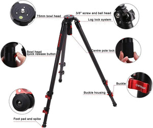 IFOOTAGE TA7 C7Tripod, 61” Carbon Fiber Video Camera Tripod with Quick Fastbowl