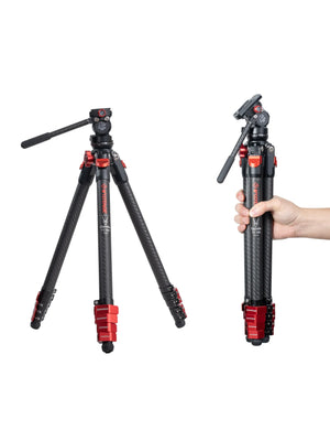 IFOOTAGE Tripod Gazelle TC3B with K3 Fluid Head, Professional Portable Travel Tripod Kit