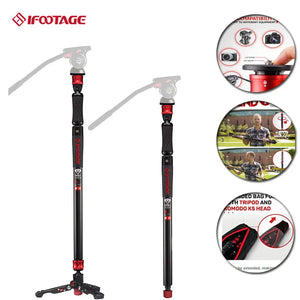 IFOOTAGE Video Monopod Professional 71" Aluminum Telescopic Monopods with Folding Three Feet Support Base