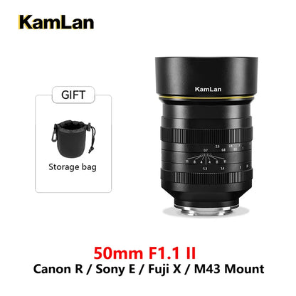 KamLan 50mm F1.1 II APS-C Large Aperture MF Lens for Mirrorless Camera Lens for Canon Sony Fuji M4/3