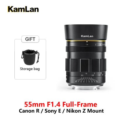 Kamlan 55mm F1.4 Full-Frame Manual Focus Lens for Sony E/ Nikon Z/ Canon RF Mount