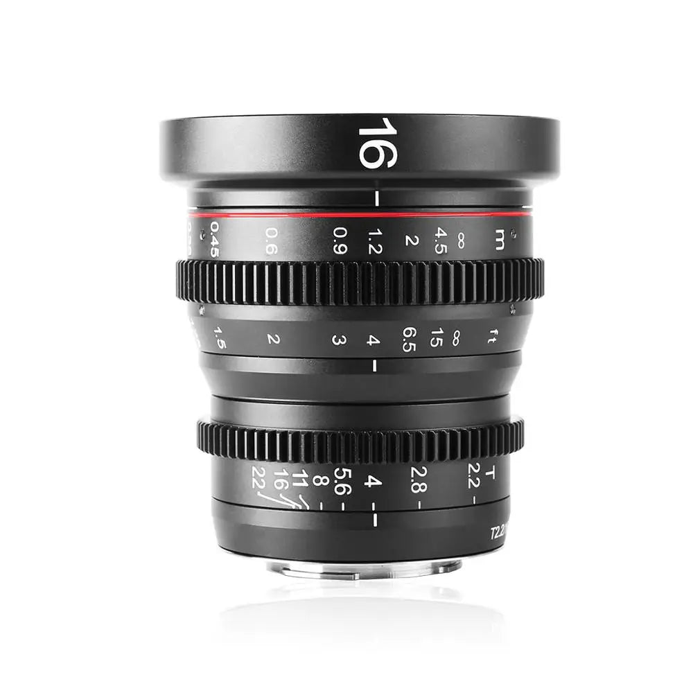 Meike 16mm T2.2 Manual Focus Aspherical Portrait Cine Lens for Micro Four Thirds (MFT, M4/3) Mount Olympus Panasonic