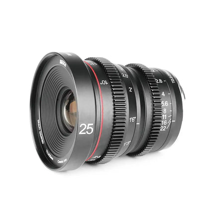 Meike 25mm T2.2 Large Aperture Manual Focus Prime Cine Lens for Olympus Panasonic M43 /Canon RF/Fuji X mount/ Sony E cameras