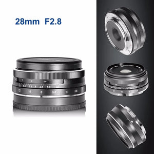 Meike 28mm f2.8 Fixed Manual Focus Lens for Olympus Panasonic M4/3/Fujifilm X/Sony E/Canon EF-M Cameras