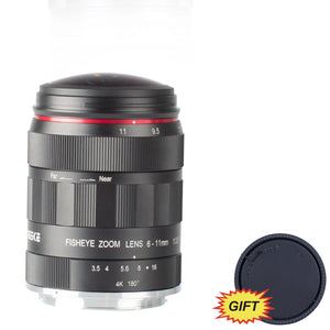 Meike 6-11mm Ultra Wide F3.5 Zoom Fisheye Lens for  Nikon F/Sony E/Fuji X Mount DSLR Cameras