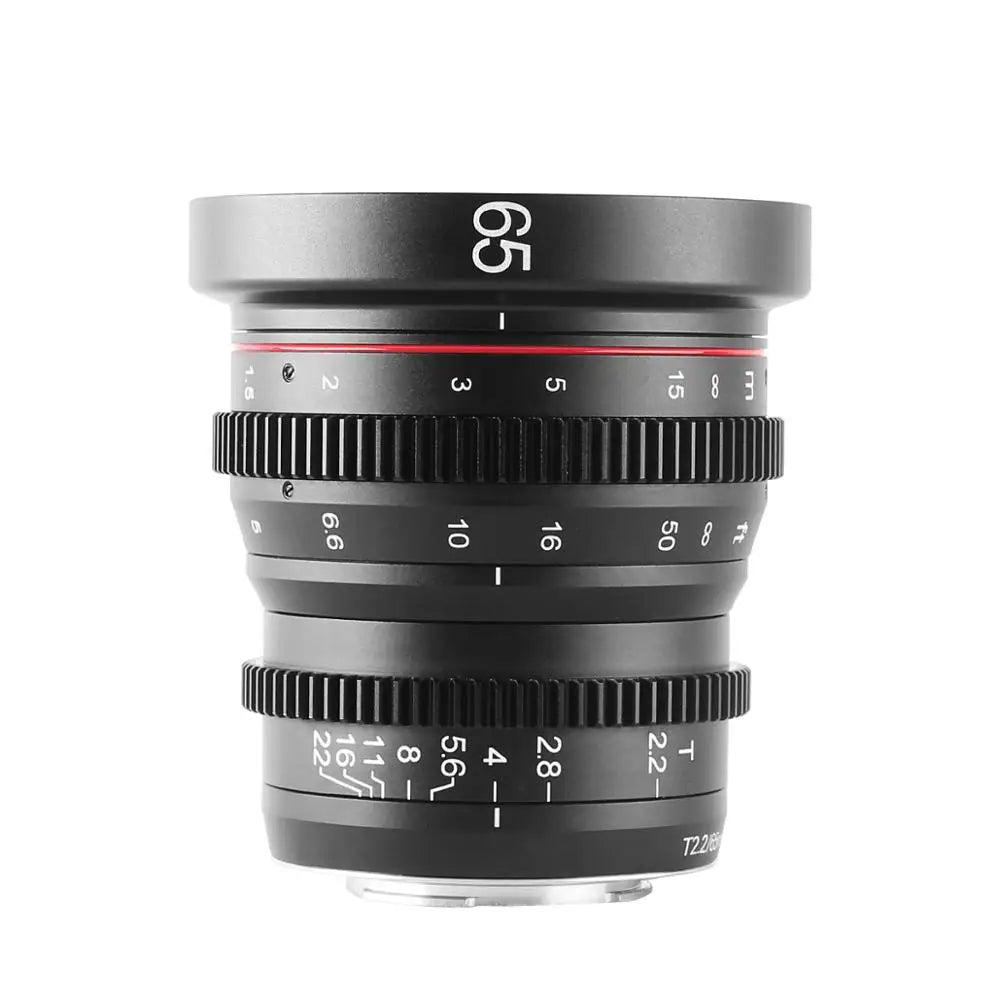 Meike 65mm T2.2 Large Aperture Manual Focus Prime 4K Cine Lens for Olympus Panasonic M43 /Canon RF/Fuji X mount/ Sony E cameras